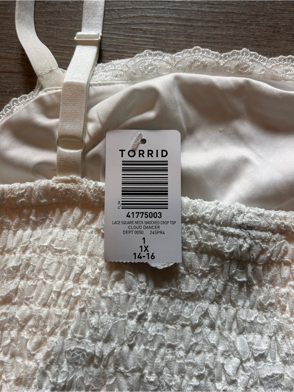 Torrid Corset Top Womens Plus 1X Ivory Floral Lace Smocked Bustier Garters - Picture 5 of 7